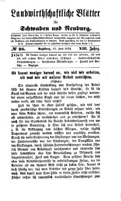 Landwirtschaftliche Blätter für Schwaben und Neuburg Donnerstag 25. Juni 1874