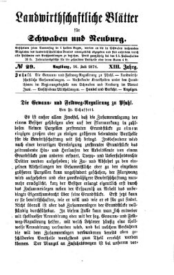 Landwirtschaftliche Blätter für Schwaben und Neuburg Donnerstag 16. Juli 1874