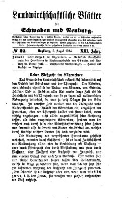 Landwirtschaftliche Blätter für Schwaben und Neuburg Donnerstag 6. August 1874