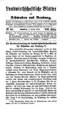 Landwirtschaftliche Blätter für Schwaben und Neuburg Donnerstag 8. Oktober 1874