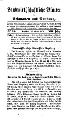 Landwirtschaftliche Blätter für Schwaben und Neuburg Donnerstag 22. Oktober 1874