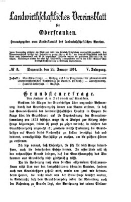 Landwirthschaftliches Vereinsblatt für Oberfranken Donnerstag 29. Januar 1874