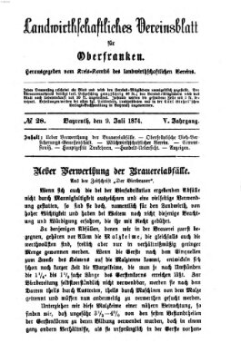 Landwirthschaftliches Vereinsblatt für Oberfranken Donnerstag 9. Juli 1874