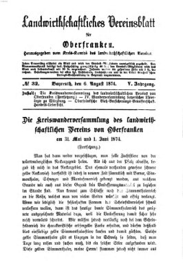 Landwirthschaftliches Vereinsblatt für Oberfranken Donnerstag 6. August 1874