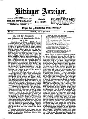 Kitzinger Anzeiger Mittwoch 8. Juli 1874