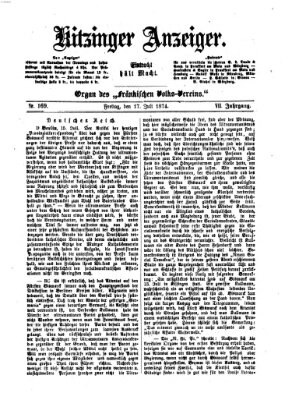 Kitzinger Anzeiger Freitag 17. Juli 1874