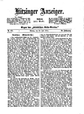 Kitzinger Anzeiger Montag 20. Juli 1874