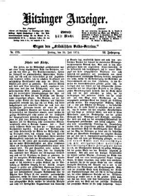 Kitzinger Anzeiger Freitag 24. Juli 1874