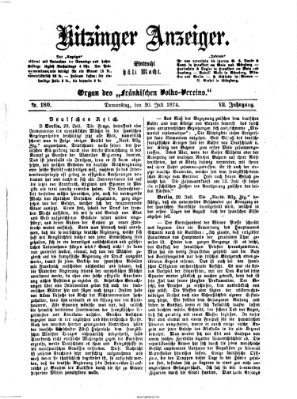 Kitzinger Anzeiger Donnerstag 30. Juli 1874