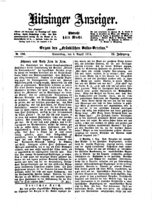 Kitzinger Anzeiger Donnerstag 6. August 1874