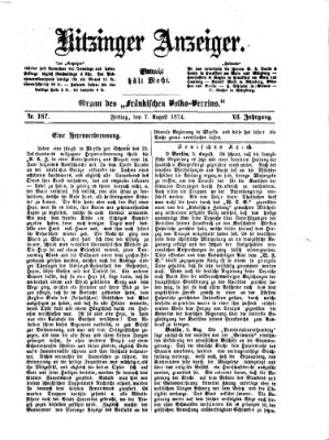 Kitzinger Anzeiger Freitag 7. August 1874