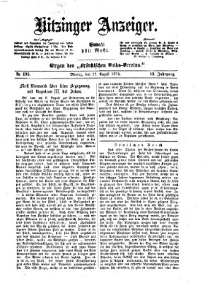 Kitzinger Anzeiger Montag 17. August 1874