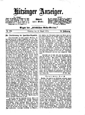 Kitzinger Anzeiger Dienstag 18. August 1874