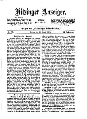 Kitzinger Anzeiger Freitag 21. August 1874