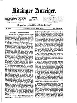 Kitzinger Anzeiger Samstag 22. August 1874