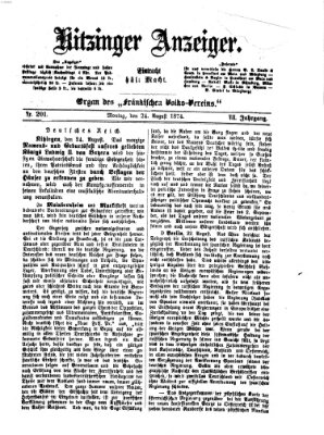 Kitzinger Anzeiger Montag 24. August 1874