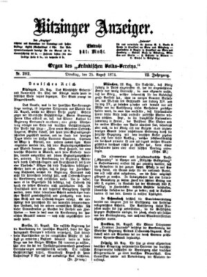 Kitzinger Anzeiger Dienstag 25. August 1874