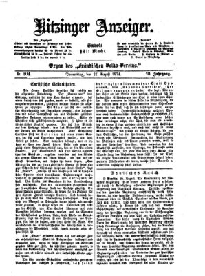 Kitzinger Anzeiger Donnerstag 27. August 1874