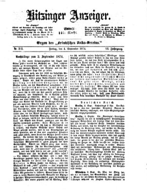 Kitzinger Anzeiger Freitag 4. September 1874