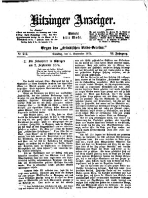 Kitzinger Anzeiger Samstag 5. September 1874