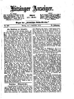 Kitzinger Anzeiger Montag 7. September 1874