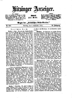 Kitzinger Anzeiger Dienstag 8. September 1874