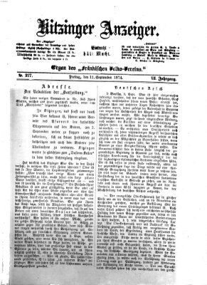 Kitzinger Anzeiger Freitag 11. September 1874