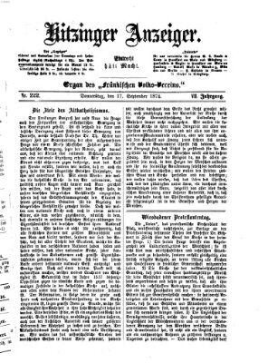 Kitzinger Anzeiger Donnerstag 17. September 1874