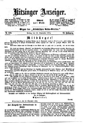 Kitzinger Anzeiger Freitag 18. September 1874