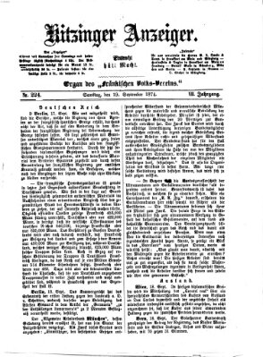Kitzinger Anzeiger Samstag 19. September 1874