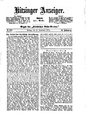 Kitzinger Anzeiger Freitag 25. September 1874