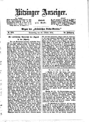 Kitzinger Anzeiger Donnerstag 29. Oktober 1874