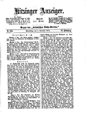 Kitzinger Anzeiger Donnerstag 5. November 1874