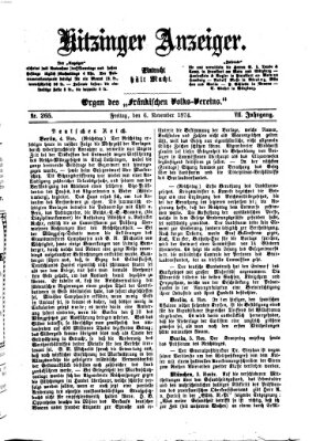 Kitzinger Anzeiger Freitag 6. November 1874