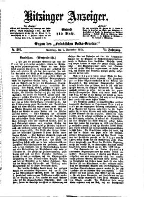 Kitzinger Anzeiger Samstag 7. November 1874