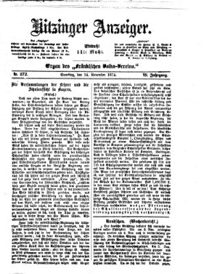 Kitzinger Anzeiger Samstag 14. November 1874