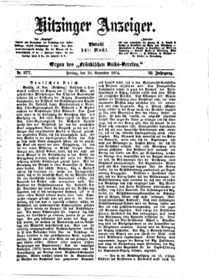 Kitzinger Anzeiger Freitag 20. November 1874