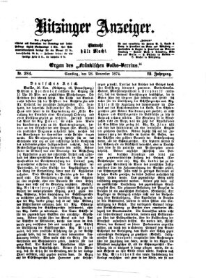 Kitzinger Anzeiger Samstag 28. November 1874