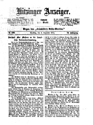 Kitzinger Anzeiger Samstag 5. Dezember 1874