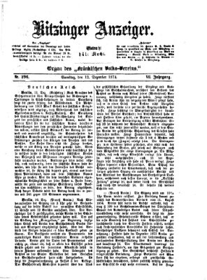 Kitzinger Anzeiger Samstag 12. Dezember 1874