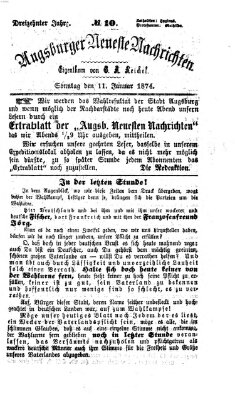 Augsburger neueste Nachrichten Sonntag 11. Januar 1874