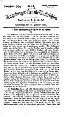 Augsburger neueste Nachrichten Donnerstag 15. Januar 1874