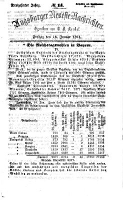 Augsburger neueste Nachrichten Freitag 16. Januar 1874