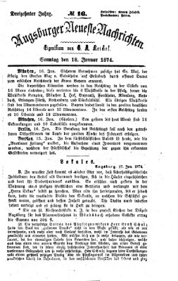 Augsburger neueste Nachrichten Sonntag 18. Januar 1874