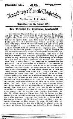 Augsburger neueste Nachrichten Donnerstag 22. Januar 1874