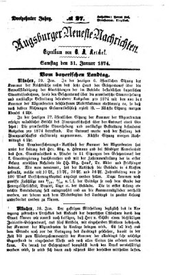 Augsburger neueste Nachrichten Samstag 31. Januar 1874