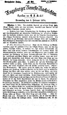 Augsburger neueste Nachrichten Donnerstag 5. Februar 1874