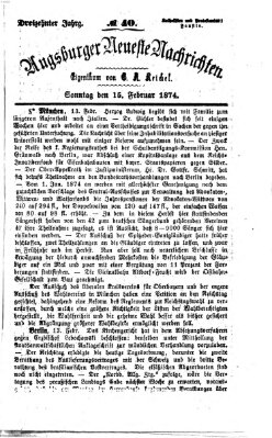 Augsburger neueste Nachrichten Sonntag 15. Februar 1874