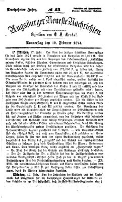 Augsburger neueste Nachrichten Donnerstag 19. Februar 1874