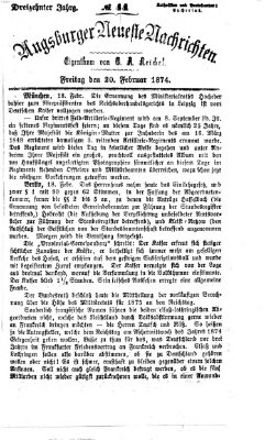 Augsburger neueste Nachrichten Freitag 20. Februar 1874
